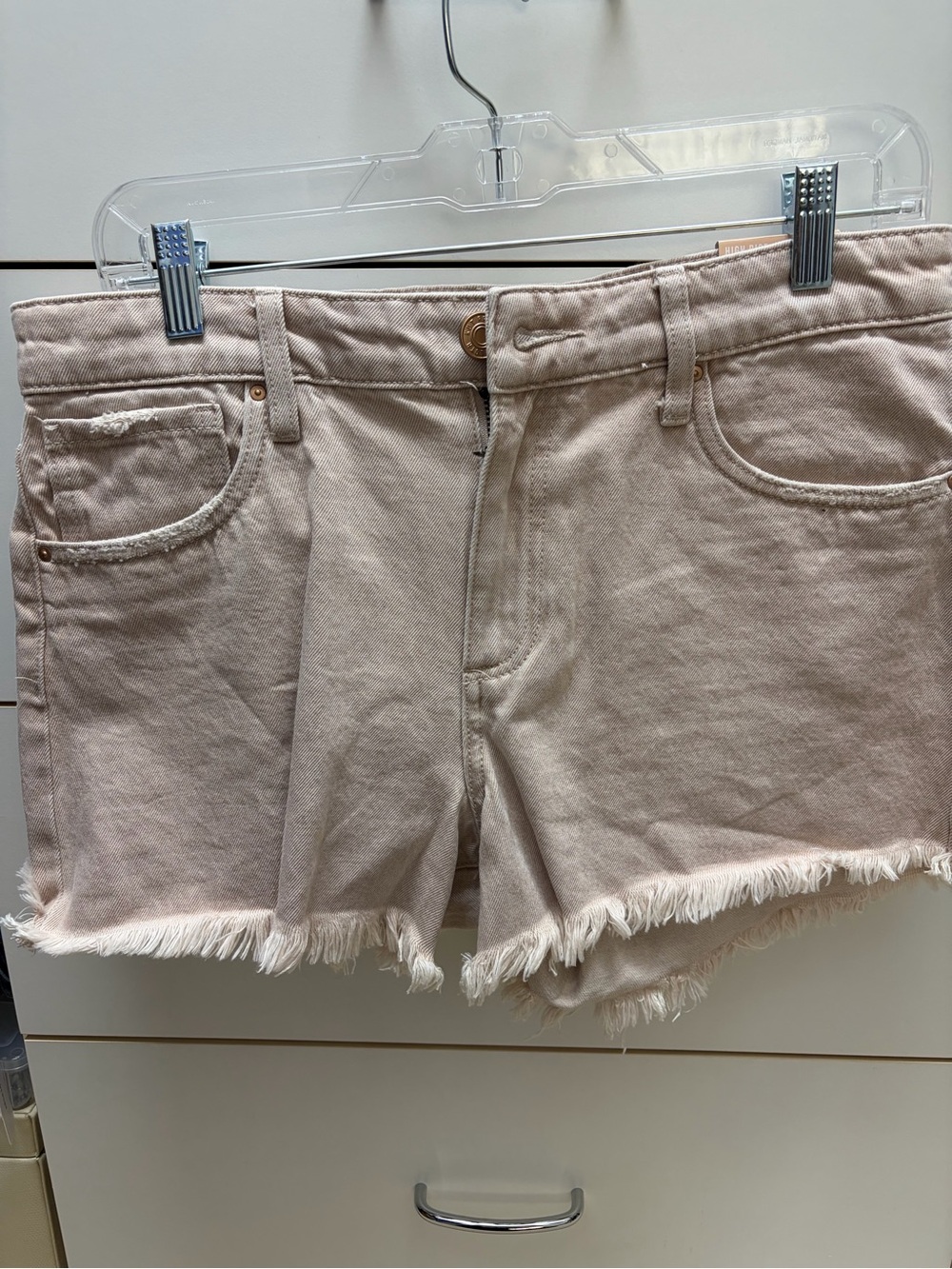 Kut from the Kloth Light Beige Frayed Denim Shorts